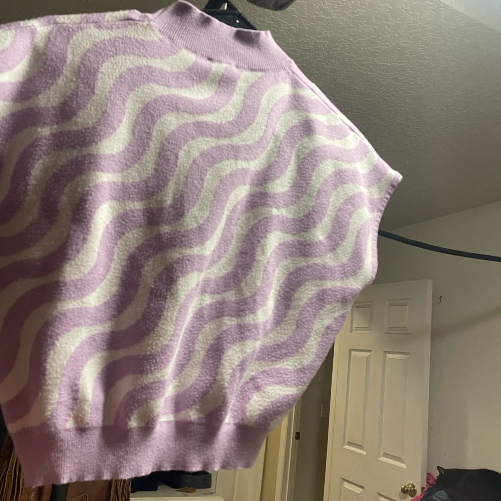 Purple and White Wave Pattern Sweater